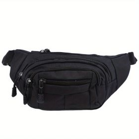 Men's And Women's Large-capacity Wear-resistant Sports Waist Bag Casual Bag Shoulder Chest Bag Light Sports Travel Bag Men's Messenger Backpack Waist (Color: Black)