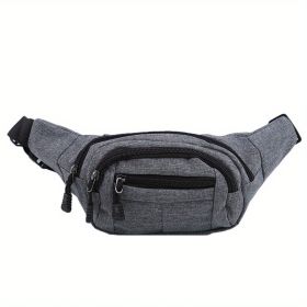 Men's And Women's Large-capacity Wear-resistant Sports Waist Bag Casual Bag Shoulder Chest Bag Light Sports Travel Bag Men's Messenger Backpack Waist (Color: Grey)